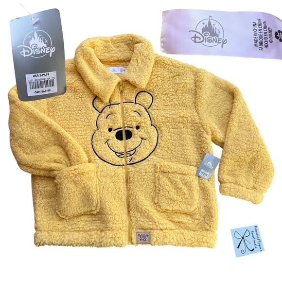 Disney Winnie the Pooh Fuzzy Fluffy Zip-up Sweater Jacket Sz XL NWT - Picture 1 of 5